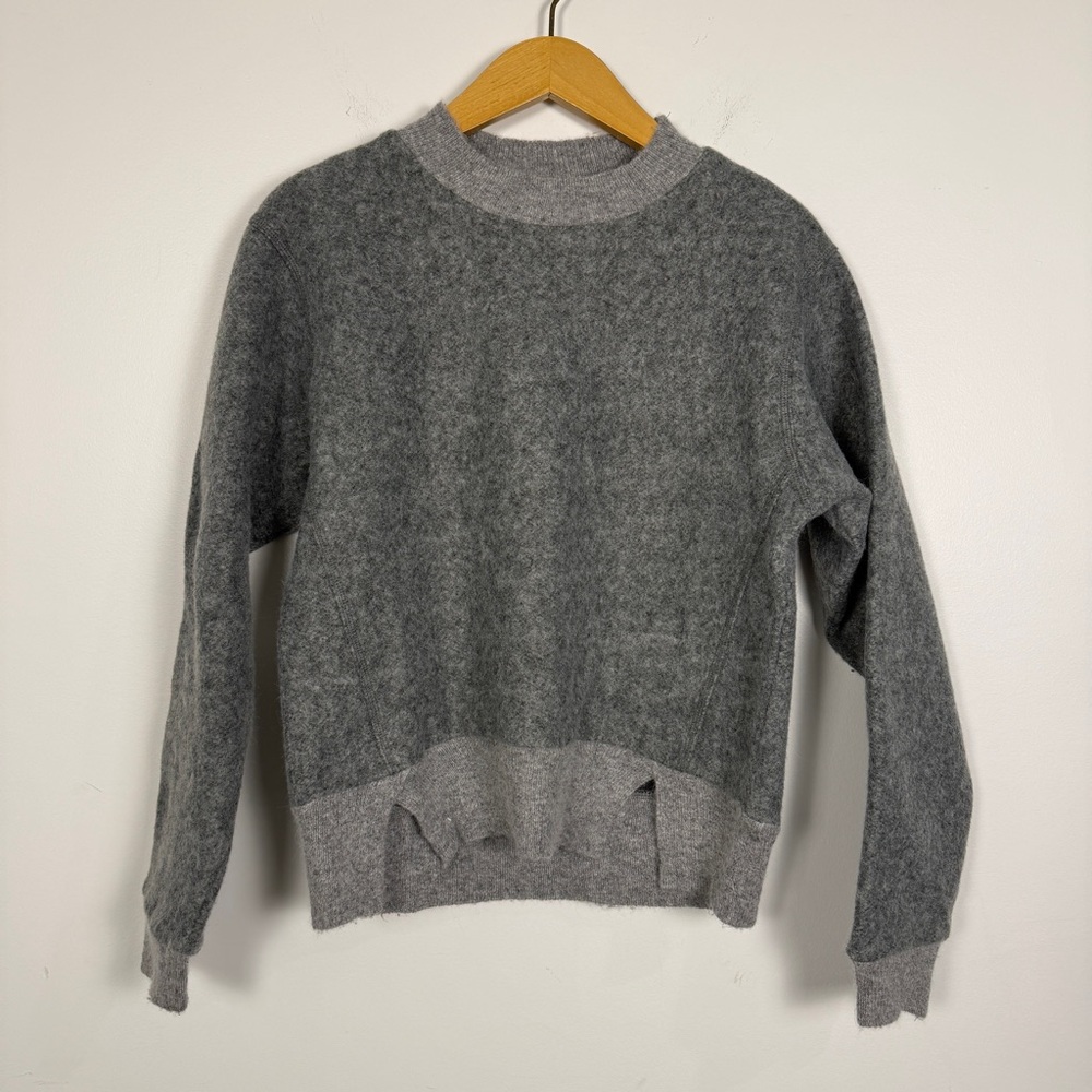 TRIM & TAILOR Gray Wool Blend Sweater Mesh Underlay Small Bozeman Boutique